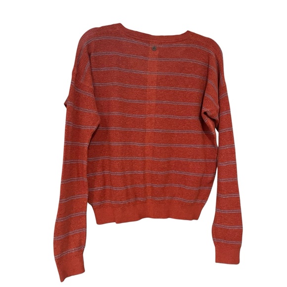 PrAna Milani V-Neck Lightweight Waffle Knit Striped Sweater - Picture 5 of 11